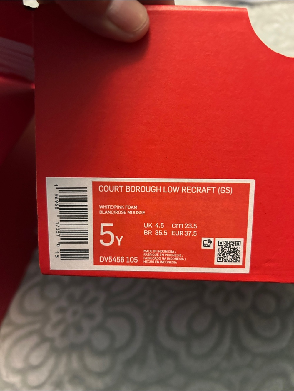Label on Shoe Box